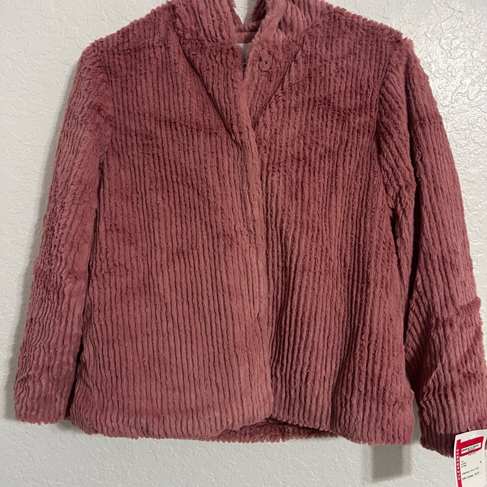 ELODIE Girl Pink Hoodie Coat Sweater Size M Snap Button Front